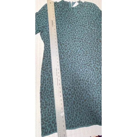 New Milly Women's XL Long Sleeve Sheath Dress in Metallic Cheetah Print Back Zip